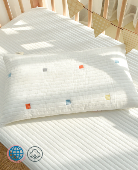 Pure Cotton Quilted Pillowcase Korean Embroidery Unisex Newbown Baby Infant Kids Pillow Case Kindergarten Children Pillow Cover Trending Pillowcases Covers White Multicolor Squares