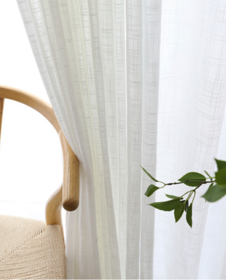 Solid Linen Curtain Japanese Modern Heavy Tulle Treatment Semi Voile Sheer Japan Curtains for Dining Living Room Kitchen Bedroom in Trending White