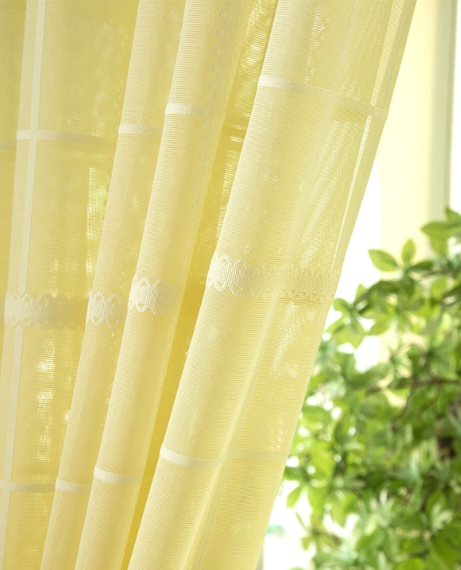 Jacquard Plaid Sheer Curtain Japanese Decorative Semi Tulle Voile Lace Panel Window Japan Curtains Drapes for Living Room Bedroom Door in trending Yellow