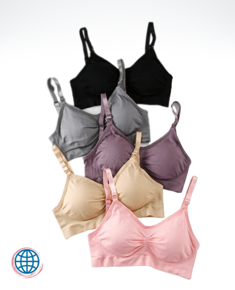 Seamless Wire Free Nursing Bra  Women’s Breastfeeding Wire Free Bras Maternity Clothes Gather Prevent Sagging Feeding Wire-Free Underwear Lingerie for Woman in trending Beige Black Sky blue Gray /Grey Khaki brown Pink Champagne