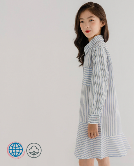 Teen Stripe Dress  Girls Spring Summer Kids College Style Blue Striped Straight Shirt Dresses trending Teens Clothing Children Girl Fashion