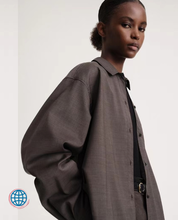 Loose Fit Shirt  Women’s Spring Summer Minimalist Dark Brown Dry Commuting Casual Wool Single-breasted Long-sleeved Petite Size Shirts for Trending Woman