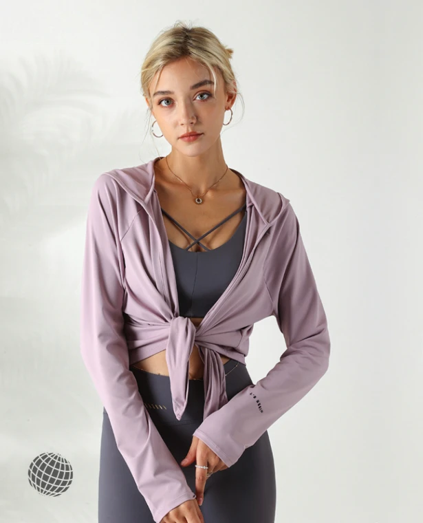 MiteigiYūki Hooded Sports Cardigan  Women’s Loose Sport Top Hoodies Jacket Running Cardigan Sportswear Fitness Jackets Anti-UV Long Sleeve Yoga Tops Hooded Girls Gym Workout Coat Shawl Activewear Outerwear for trending Woman in Purple