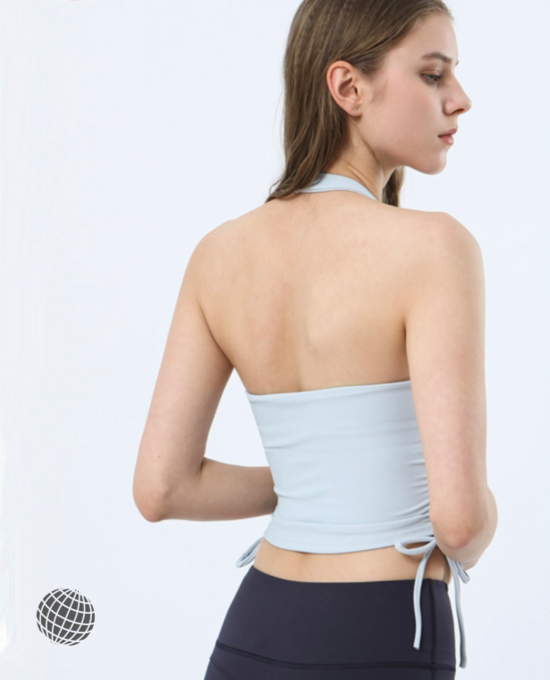 Yoga Vest Sports Bra  Women’s Activewear Fashion High Elastic Soft Sports Bra Crop Tank Top with Chest Pad Halter Workout Clothing Fitness Sportswear Plus Size for trending Woman in Glacial Blue