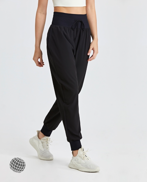 MiteigiYūki Loose Yoga Sports Joggers   Women’s Elastic High Waist Running Trousers Drawstring Harem Pant Quick Dry Gym Workout Jogging Sweatpants Plus Size Pants for trending Woman in Black