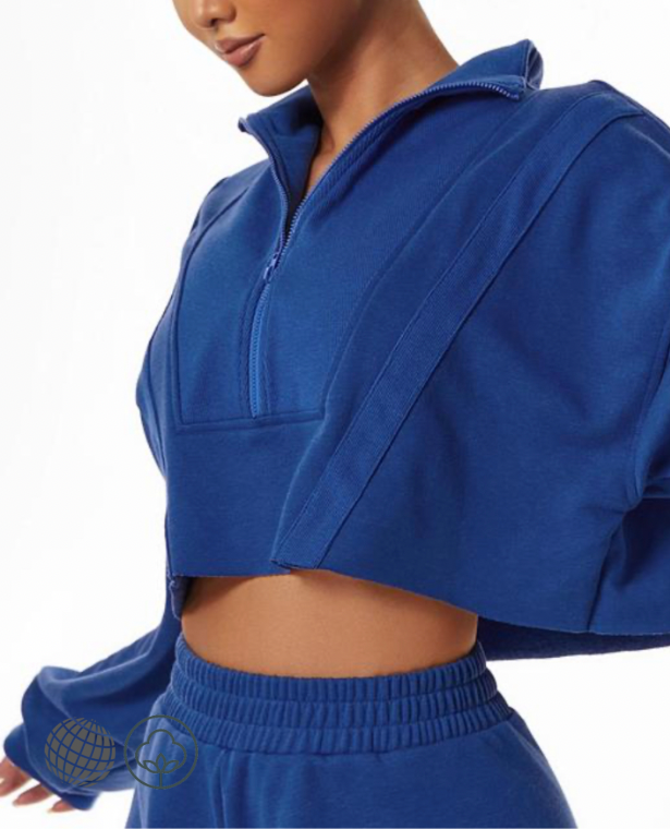 MiteigiYūki Long-Sleeve Sports Sweatshirt  Women’s Half Zipper Loose Fashion Mock Neck Outdoor Yoga Gym Wear Training Casual Sport Sweatshirts Activewear Plus Size Sportswear for trending Woman in Klein Blue