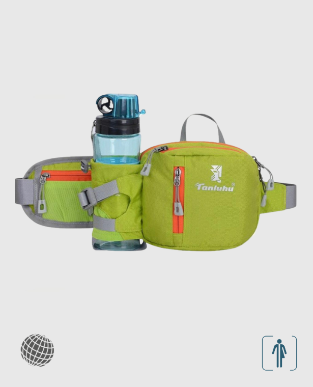 Running Bag  Unisex Mens Womens Sports Marathon Waist Running Hip Belt Water Bottle Holder Jogging Fitness Gym Outdoors Hiking Travel bags for trending Man Woman in Green