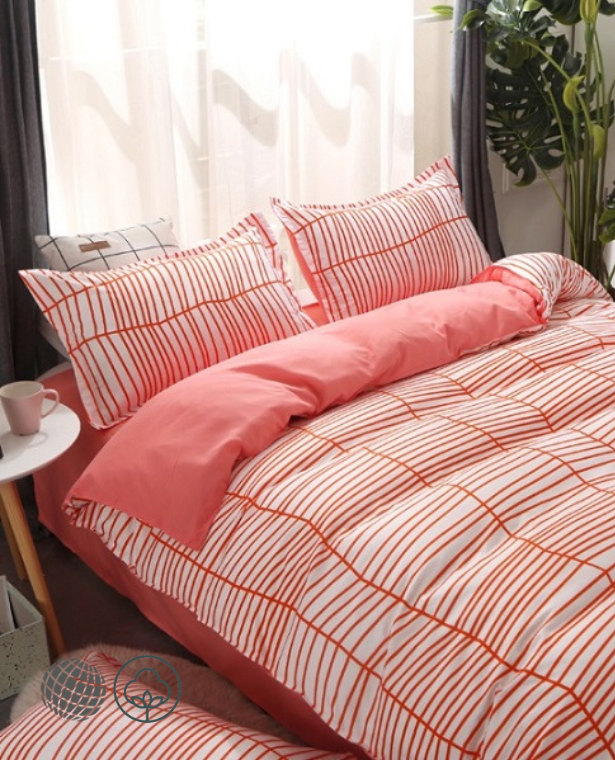 Classic Bedding Set   5 size Japanese red geometric linen duvet cover sets Pastoral bed sheet AB side duvets covers trending Japan bedroom linens sets