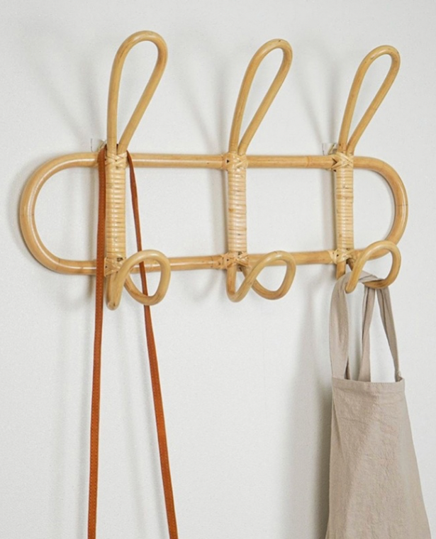 Rattan Clothes Rack  Entryway Wall Hooks Kids Garments Organizer Hat Hanging Hook Wooden Hanger Kids Room Decor Lobby trending Coat Hangers