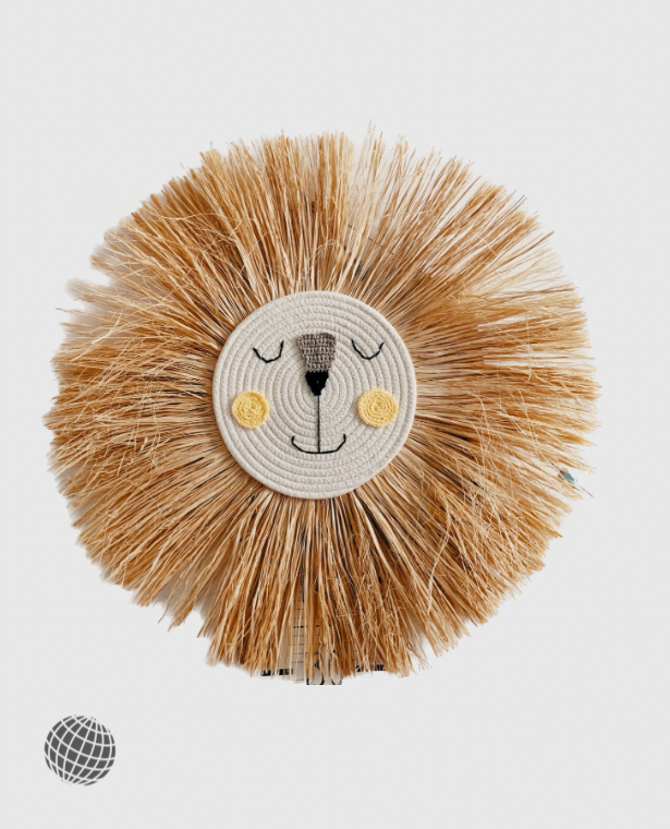 Hand-Woven Wall Art   Cartoon Lion Hanging Nordic Decorations Cotton Thread Weaving Animal Head Ornament Children room Hanging bedroom Norway Scandinavia Scandinavian Norwegian trending decor