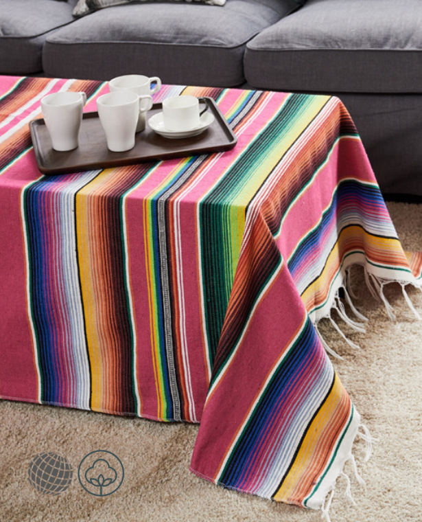 Boho Blanket  8 colors Bohemian Ethnic Style Beach Wall Hanging Tapestry camping Picnic Travel Plane Mat Cotton Mexican Indian Handmade Rainbow Blankets for Living Room Bedroom Trending Home Decor in Rose