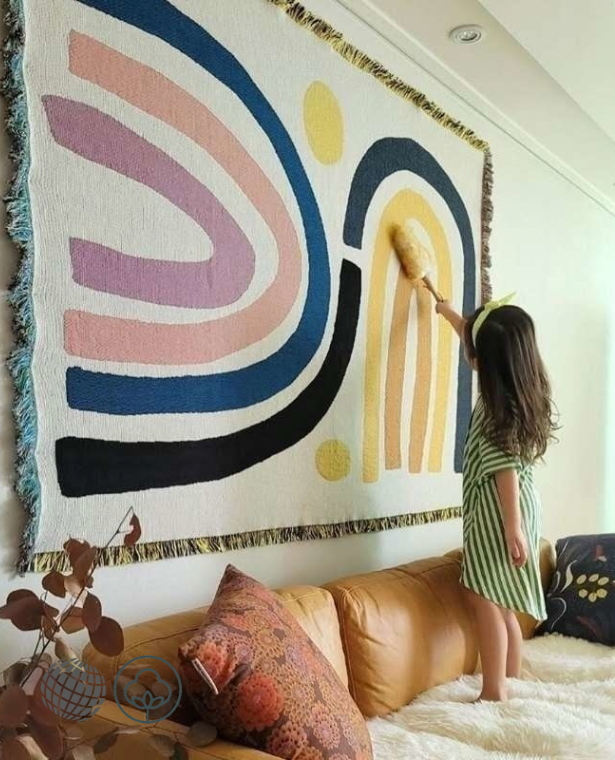 Tapestry Blanket  Casual Rainbow Multicolor Carpet Decoration Carpets Sofa Leisure Original Single Tapestries Mat Living Room Bedroom Trending Home Decor