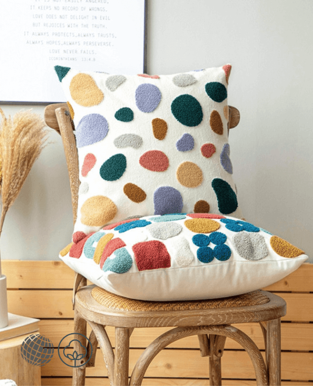 Dots Embroidery Pillow Cover  45x45cm/30x50cm Cute Soft Cozy Floral Cushion Covers Home Decoration for living room Kids Room Trending Pillows Cushions Multicolor