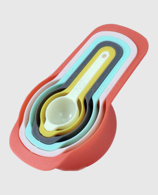 Nested Measuring Spoons Set 6-Piece  Colorful Rainbow Plastic Scoop Measure Tools For Dry and Liquid Dishwasher Safe Kitchen Baking Bakeware Trending Cooking Accessories