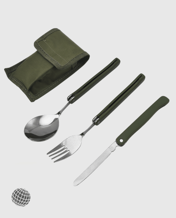 Portable Folding Dinnerware 4-Piece  4Pcs/Set 420 Stainless Steel Knife Fork Oxford Bags Outdoor Camping Hiking Trending Cutlery Flatware Sets