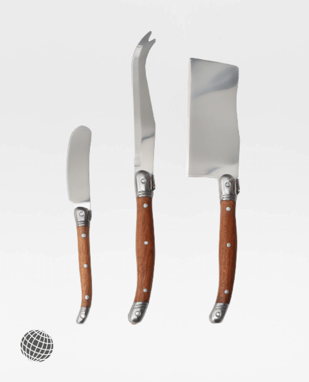 Butter Knife Set 3-Piece  3pcs Laguiole Stainless Steel Rosewood Handle Trending Cheese Tools Knives Spreader