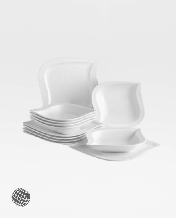 12-Piece Porcelain Plates Set  Dinnerware leaf shape with 6 Soup Dinner Plates White Tableware Sets Trending Service for 6 Person