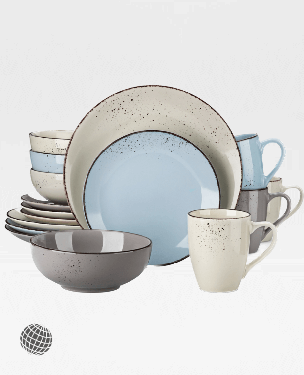 Ceramic Stoneware Dinnerware Set   16/32/48-Piece with Dinner Plate, Dessert Plate, 800ml Bowl, Mug Trending Tableware Sets in Beige Light Sky Blue Gray grey