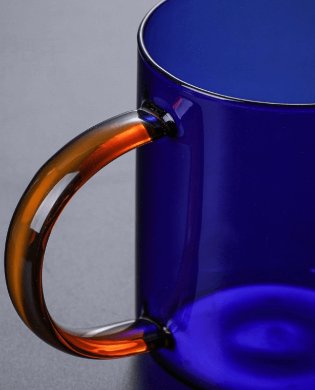 Colored Glass Coffee Cup  380ml Nordic Household Amber Blue Heat Resistant Mug Juice Drinking Mugs Tea Water Glasware Cup with Handle Trending Drinkware Glases