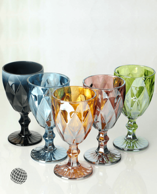 Carved Wine Glass   Multicolor Red Wine Juice Cups Wedding Party Champagne Flutes Goblet for Bar Restaurant Home Drinkware as Glass Gifts Cup Glassware in trending Blue, Burgundy, Gray, Green, Yellow