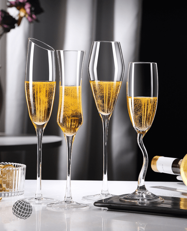 Crystal Glass Champagne Flute 2-Piece  2Pcs Nordic Wine Glasses High Value Cocktail Goblet Cups Set Home Beautiful Wedding Party Barware Norway Scandinavia Scandinavian Norwegian Goblets Trending Glassware Sets