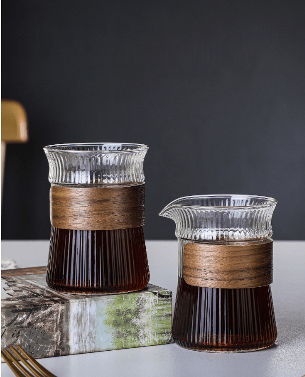 Japanese Ripple Glassware   Coffee Walnut Cup Holder Glass Drinking Glasses Kawaii Cups Jug Coffeeware Beautiful Vertical Stripes Ribbed Tea Mug Japan Drinking Glassware Trending Mugs Jugs Pots