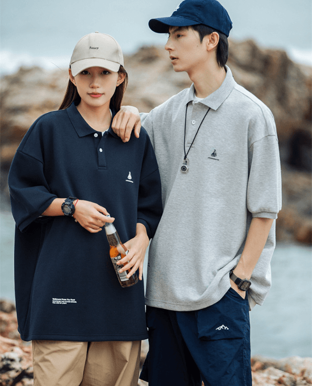 Anywear Polo Shirt   Genderful Unisex Summer Men's Women’s Plus Size Original Couple Breathable 250g Fabric Large Fashion Print Mens Tops Designer Top Shirts for Man Woman in trending Navy Blue