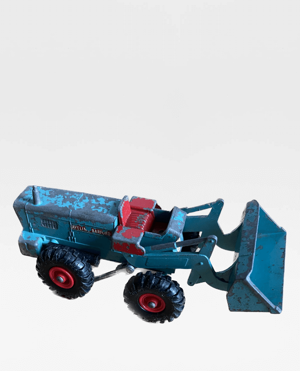 MATCHBOX AVELING-BARFORD TRACTOR SHOVEL Vintage Original Collectors c1970s K-10 Diecast Model Toy Car MADE IN ENGLAND BY LESNEY King Size No. 10 Series Collectible Classic Toys Cars Tractors Collection in trending Teal blue