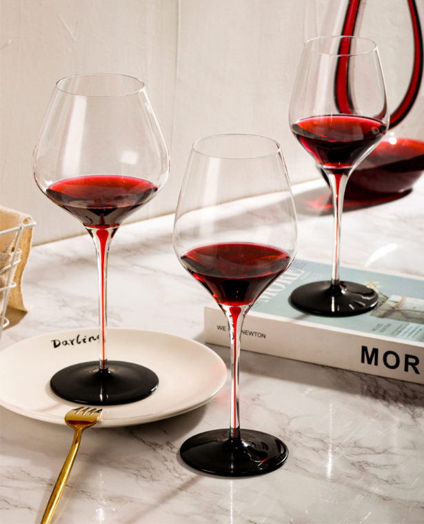 Bow Tie Crystal Wine Glass  Home Nordic Black Clear Champagne Goblet Bordeaux Large Red Pole Black Foot Light Luxury Gift Box Wine Set Norway Scandinavia Scandinavian Norwegian Trending Glassware Goblets Glasses