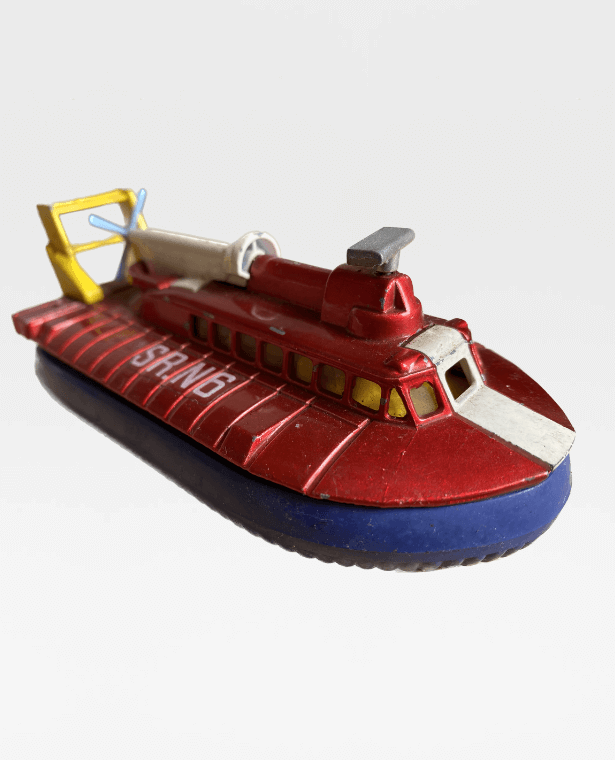 DINKY TOYS SR.N6 Hovercraft 290 Vintage Original Collectors Diecast Metal Toy Car Collectible Cars c1970s Made in England Red blue trending Collection Antique
