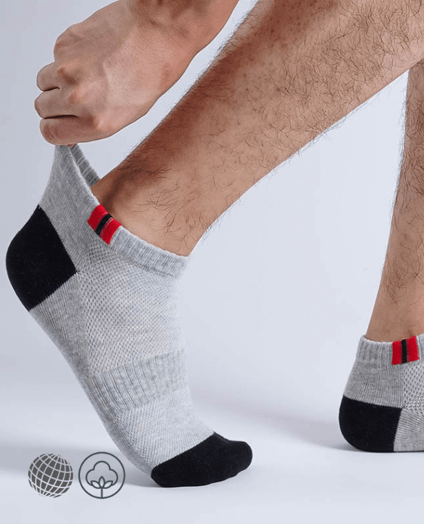 Cotton Breathe Ankle Socks   Men's Standard Thickness Breathable Trendy Fashion Sweat-absorbent Thick Bottom Sports Short Unisex for Man Woman in trending Gray grey