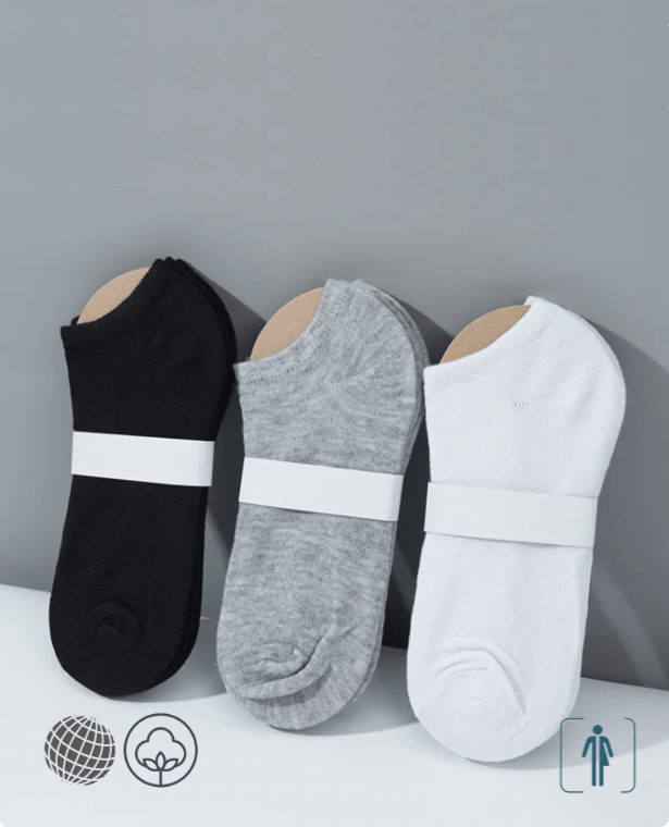 Unisex Ankle Socks 5-Pack   Genderful Anywear Mens Women’s 5 Pairs/Lot Low Cut Solid Color Breathable Cotton Short Happy Sock Footwear for Man Woman in trending Black Gray grey White