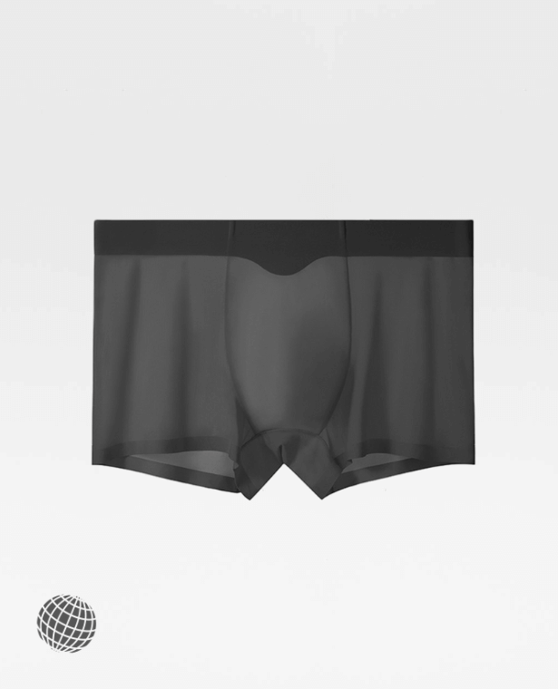Ice Silk Stretch Boxer Briefs  Mens Solid Color Sexy Shorts U Convex Pouch Underwear Trunks Breathable Boxershorts Male Stretchable Plus Size Panties for Man in trending Dark Gray grey