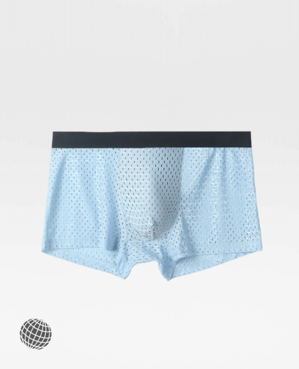 Breathable Mesh Boxer Briefs   Men’s Sexy Underpants Ice Silk Underwear No Trace Panties Boxers Shorts U Convex Pouch Soft Brief Plus Size Breathe Underwear for Man in trending Light Blue
