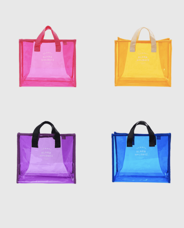PVC Beach Bag    Large Capacity Outdoor Swimming Portable Clothes Shoes Storage Cosmetic Bags Transparent Handbag Baggage Fashion Handbags in trending Blue Purple Rose Red Yellow
