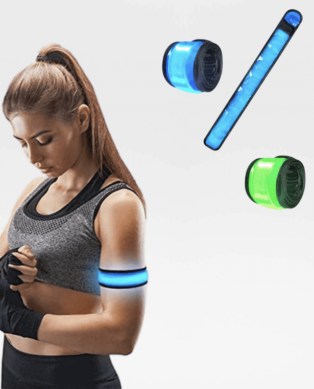 LED Glowing ArmBand  Unisex Anywear Mens Women’s Universal Adjustable Bracelet Wristband Outdoor Night Sports Fitness Running Fishing Cycling Safety Warning Wrist Wraps Sportswear Activewear Bracelets bands for Man Woman in trending Blue Green