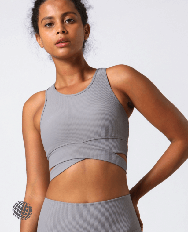 MiteigiYūki Rib Brami Yoga Vest  Women’s Activewear Fitness Triangle Strap Twisted High Impact Breathable Nude Sport Top Spring And Summer Active Ribbed Bra Sports Tops Plus Size Sportswear for Woman in trending Gray grey