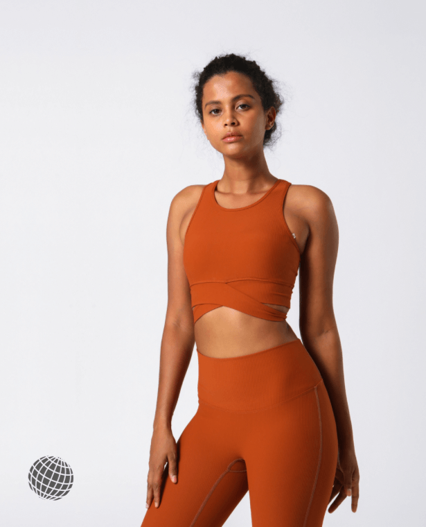 MiteigiYūki Ribbed Brami  Women’s Yoga Vest Activewear Fitness Triangle Strap Twisted High Impact Breathable Nude Sport Top Spring And Summer Active Bra Sports Tops Plus Size Sportswear for Woman in trending Caramel brown