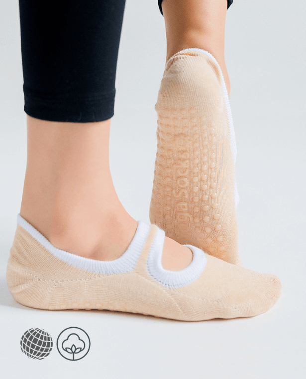 MiteigiYūki Cotton Socks   Women’s Breathable Candy Color Backless Anti-Slip Yoga Pilates Ankle Women Dance Training Fitness Sports Footwear for Woman in trending Beige