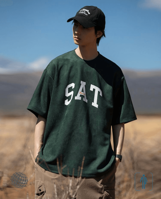 Crewneck Heavy Duty T-Shirt  Genderful Men's Women’s Unisex Anywear Summer 280G Round o-neck Suede Hip Hop Loose Fit Short Sleeves Plus Size SAT Letter Print T-shirts Tops Tees for Man Woman in trending Green