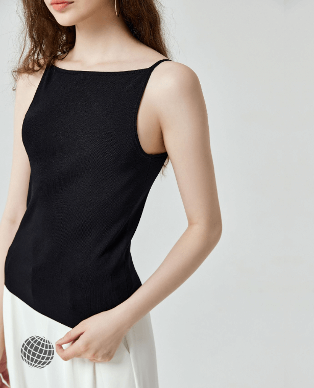 Cami Top Women‘s Black High Stretch Knit Summer Camisole Tank Tops Eco-friendly fabrics for woman in trending Black