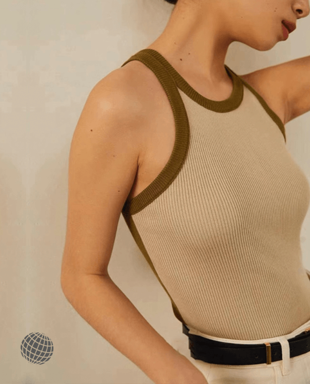 Cami Tank Top  Women’s Collision Color Camisole Undershirt Retro French Wear Look Slim Short Tops Casual Plus size Tees for woman in trending brown beige white