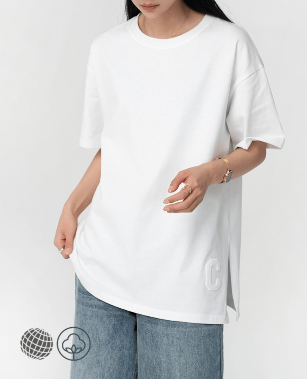 Oversized Crewneck Boyfriend T-Shirt   Unisex Anywear Women’s Mens Summer 100% Cotton Round Neck Loose Casual Basic Embroidery Tee Boatneck Embroidered Letter C Tops Large Plus Size T-Shirts Tees for Woman Man in trending White