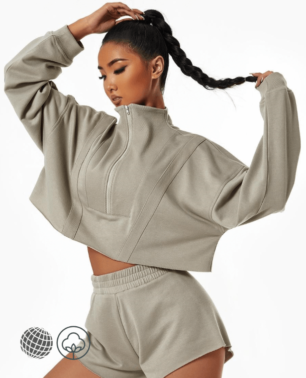 MiteigiYūki Mockneck Sports Sweatshirt  Women’s Half Zipper Long-Sleeve Loose Fashion Mock Neck Outdoor Yoga Gym Wear Training Casual Sport Sweatshirts Activewear Plus Size Sportswear for Woman in trending Gray grey Green