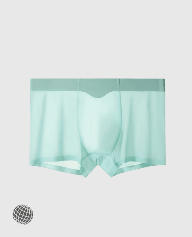 Ice-Silk Stretch Boxer Briefs  Mens Solid Color Sexy Shorts U Convex Pouch Underwear Trunks Breathable Boxershorts Male Stretchable Plus Size Panties for Man in trending Light Green