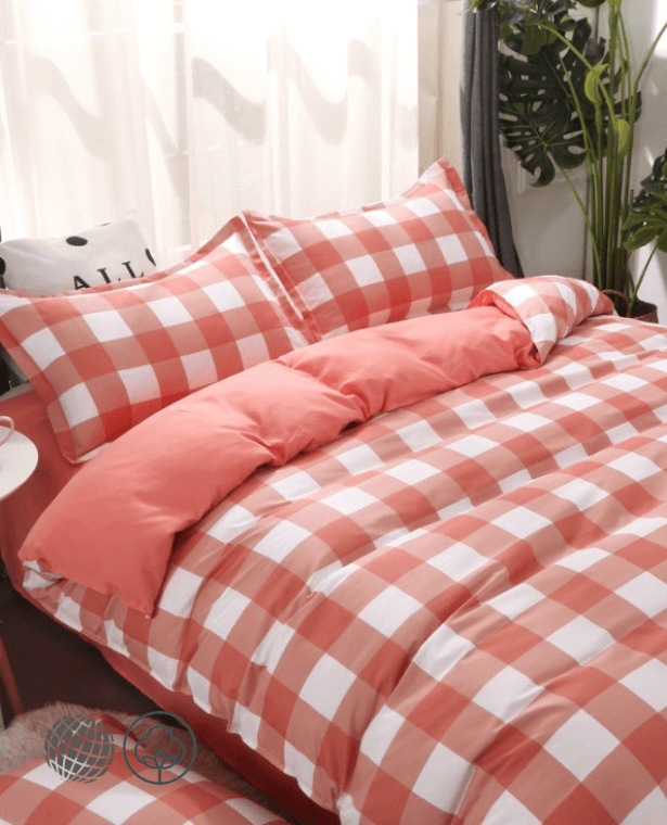 Classic Plaid Bedding Set   5 size Japanese red geometric linen duvet cover sets Pastoral bed sheet AB side duvets covers Japan bedroom linens sets In Red Checkered trending design