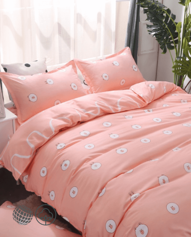 Luxury Bedding Set  fashion bed linen Simple Style Winter Full King Twin Queen Without Comforter bedroom duvet sets in peach Rabbit Cartoon trending rabbits design
