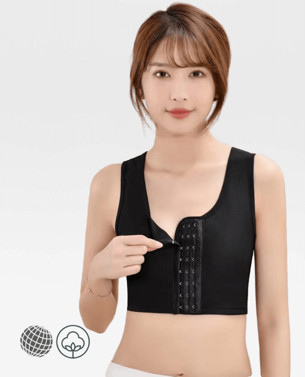 Chest Shaper Breast Binder Women’s Tomboy Tank Tops Trans Vest Shirt Bras Underwear Strengthen Bandage Reinforced Short Corset S-3XL for trending Woman in Black