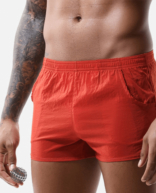 MiteigiYūki Sportswear Boxer Shorts  Men’s Fitness Running Sport Briefs Trunks Underpants Elastic Waist Solid Underwear Fitness Yoga Boxers Plus Size Sports for trending Man in Orange Red.