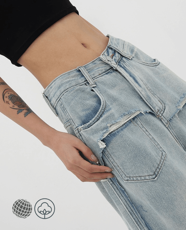 Distressed High-Rise Jeans   Women’s High Rise Waist Worn-Out Vintage Straight Baggy Denim Pants Streetwear American Fashion Wide Leg Petite Plus Size Trousers for trending Woman in Light Blue